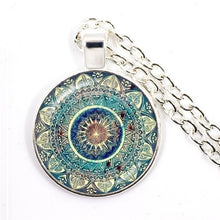 Load image into Gallery viewer, Charm Mandala Art Picture Necklace Henna Yoga Om Symbol Zen Buddhism 25mm Glass Cabochon Pendant Jewellery For Women Girls Gift