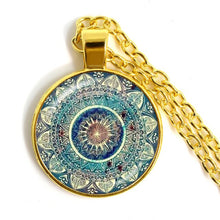 Load image into Gallery viewer, Charm Mandala Art Picture Necklace Henna Yoga Om Symbol Zen Buddhism 25mm Glass Cabochon Pendant Jewellery For Women Girls Gift