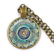 Load image into Gallery viewer, Charm Mandala Art Picture Necklace Henna Yoga Om Symbol Zen Buddhism 25mm Glass Cabochon Pendant Jewellery For Women Girls Gift