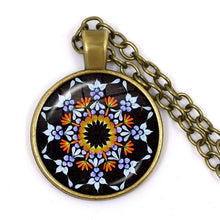 Load image into Gallery viewer, Charm Mandala Art Picture Necklace Henna Yoga Om Symbol Zen Buddhism 25mm Glass Cabochon Pendant Jewellery For Women Girls Gift