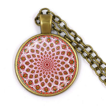 Load image into Gallery viewer, Charm Mandala Art Picture Necklace Henna Yoga Om Symbol Zen Buddhism 25mm Glass Cabochon Pendant Jewellery For Women Girls Gift