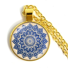 Load image into Gallery viewer, Charm Mandala Art Picture Necklace Henna Yoga Om Symbol Zen Buddhism 25mm Glass Cabochon Pendant Jewellery For Women Girls Gift