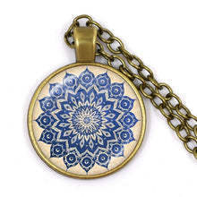 Load image into Gallery viewer, Charm Mandala Art Picture Necklace Henna Yoga Om Symbol Zen Buddhism 25mm Glass Cabochon Pendant Jewellery For Women Girls Gift