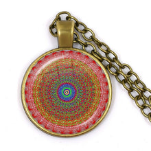 Load image into Gallery viewer, Charm Mandala Art Picture Necklace Henna Yoga Om Symbol Zen Buddhism 25mm Glass Cabochon Pendant Jewellery For Women Girls Gift