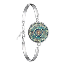 Load image into Gallery viewer, Charm Mandala Art Picture Bracelet Henna Yoga Om Symbol Zen Buddhism Glass Cabochon Chain Bangle Jewellery For Women Men Gift