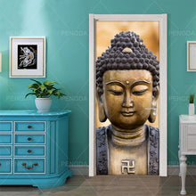 Load image into Gallery viewer, DIY Home Decor Decals Self Adhesive Buddha Statue Religion Print Art Picture 3D Door Sticker Waterproof Mural Bedroom Renovation
