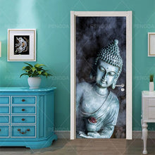 Load image into Gallery viewer, DIY Home Decor Decals Self Adhesive Buddha Statue Religion Print Art Picture 3D Door Sticker Waterproof Mural Bedroom Renovation