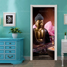 Load image into Gallery viewer, DIY Home Decor Decals Self Adhesive Buddha Statue Religion Print Art Picture 3D Door Sticker Waterproof Mural Bedroom Renovation