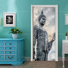 Load image into Gallery viewer, DIY Home Decor Decals Self Adhesive Buddha Statue Religion Print Art Picture 3D Door Sticker Waterproof Mural Bedroom Renovation