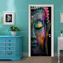 Load image into Gallery viewer, DIY Home Decor Decals Self Adhesive Buddha Statue Religion Print Art Picture 3D Door Sticker Waterproof Mural Bedroom Renovation