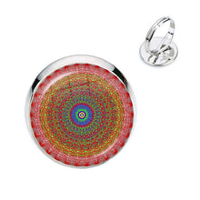 Load image into Gallery viewer, Charm Mandala Art Picture Rings Henna Yoga Om Symbol Zen Buddhism Glass Cabochon Dome Adjustable Rings For Women Girls Gift