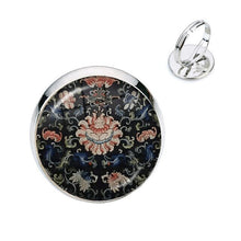 Load image into Gallery viewer, Charm Mandala Art Picture Rings Henna Yoga Om Symbol Zen Buddhism Glass Cabochon Dome Adjustable Rings For Women Girls Gift