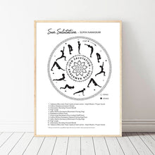 Load image into Gallery viewer, Sun Salutation Yoga Posture Black White Canvas Poster Meditation Wall Art Print Yoga Decoration Painting Girls Gift Gym Decor