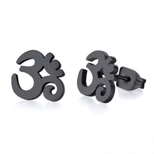 Load image into Gallery viewer, OM SYMBOL AUM STUD EARRING STAINLESS STEEL YOGA AND MEDITATION UNISEX JEWELRY GIFTS FOR YOGA LOVERS