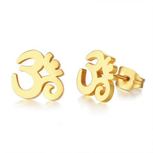Load image into Gallery viewer, OM SYMBOL AUM STUD EARRING STAINLESS STEEL YOGA AND MEDITATION UNISEX JEWELRY GIFTS FOR YOGA LOVERS