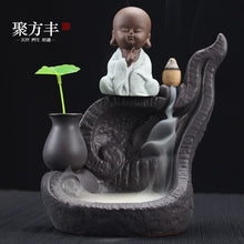 Load image into Gallery viewer, Incensory Buddha Statue Incense Cones Ceramic Censer Holder Burner Backflow Incense Burner Smoke Home Decor A $