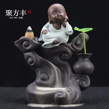 Load image into Gallery viewer, Incensory Buddha Statue Incense Cones Ceramic Censer Holder Burner Backflow Incense Burner Smoke Home Decor A $