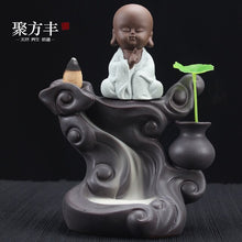 Load image into Gallery viewer, Incensory Buddha Statue Incense Cones Ceramic Censer Holder Burner Backflow Incense Burner Smoke Home Decor A $
