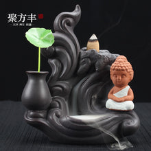 Load image into Gallery viewer, Incensory Buddha Statue Incense Cones Ceramic Censer Holder Burner Backflow Incense Burner Smoke Home Decor A $