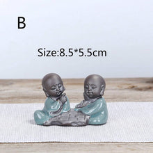 Load image into Gallery viewer, Bonsai Fairy Garden Ornament Ceramic Figure Ge Yao Zen Meaning Little Monk Micro Landscape Home Decoration Accessories Tea Pet