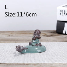Load image into Gallery viewer, Bonsai Fairy Garden Ornament Ceramic Figure Ge Yao Zen Meaning Little Monk Micro Landscape Home Decoration Accessories Tea Pet