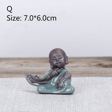 Load image into Gallery viewer, Bonsai Fairy Garden Ornament Ceramic Figure Ge Yao Zen Meaning Little Monk Micro Landscape Home Decoration Accessories Tea Pet