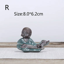 Load image into Gallery viewer, Bonsai Fairy Garden Ornament Ceramic Figure Ge Yao Zen Meaning Little Monk Micro Landscape Home Decoration Accessories Tea Pet
