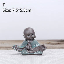 Load image into Gallery viewer, Bonsai Fairy Garden Ornament Ceramic Figure Ge Yao Zen Meaning Little Monk Micro Landscape Home Decoration Accessories Tea Pet