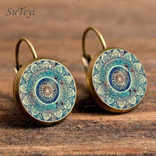 Load image into Gallery viewer, SUTEYI Charm Mandala Art Picture Earrings Henna Crystal Earring Yoga Om Symbol Zen Buddhism Glass Earrings For Women Jewellery