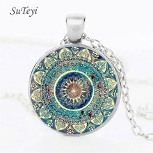 Load image into Gallery viewer, SUTEYI Charm Mandala Art Picture Earrings Henna Crystal Earring Yoga Om Symbol Zen Buddhism Glass Earrings For Women Jewellery