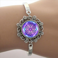 Load image into Gallery viewer, TAFREE Blue Mandala Art Picture Bracelet Hot Fashion Silver Plated Bracelet & Bangle For Men Women Yoga Zen Jewelry Gifts HT011