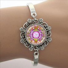 Load image into Gallery viewer, TAFREE Blue Mandala Art Picture Bracelet Hot Fashion Silver Plated Bracelet & Bangle For Men Women Yoga Zen Jewelry Gifts HT011