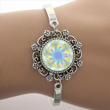 Load image into Gallery viewer, TAFREE Blue Mandala Art Picture Bracelet Hot Fashion Silver Plated Bracelet & Bangle For Men Women Yoga Zen Jewelry Gifts HT011