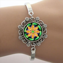 Load image into Gallery viewer, TAFREE Blue Mandala Art Picture Bracelet Hot Fashion Silver Plated Bracelet & Bangle For Men Women Yoga Zen Jewelry Gifts HT011