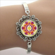 Load image into Gallery viewer, TAFREE Blue Mandala Art Picture Bracelet Hot Fashion Silver Plated Bracelet & Bangle For Men Women Yoga Zen Jewelry Gifts HT011