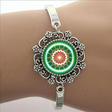 Load image into Gallery viewer, TAFREE Blue Mandala Art Picture Bracelet Hot Fashion Silver Plated Bracelet & Bangle For Men Women Yoga Zen Jewelry Gifts HT011