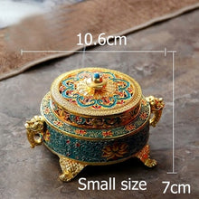 Load image into Gallery viewer, ERMAKOVA Incense Holders Incense Burner Tibetan Style Painted Enamel Zinc Alloy Coil Incense Holder Home Office Decoration Gift