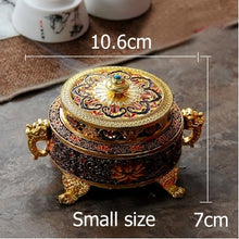 Load image into Gallery viewer, ERMAKOVA Incense Holders Incense Burner Tibetan Style Painted Enamel Zinc Alloy Coil Incense Holder Home Office Decoration Gift