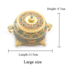 Load image into Gallery viewer, ERMAKOVA Incense Holders Incense Burner Tibetan Style Painted Enamel Zinc Alloy Coil Incense Holder Home Office Decoration Gift