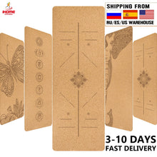 Load image into Gallery viewer, 70in Yoga mat Fitness Natural Cork mats Pilates Sport mat Balance Training mat Gym with Position Line Ant-Slip exercise yoga mat