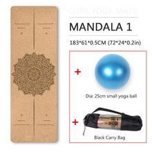 Load image into Gallery viewer, 70in Yoga mat Fitness Natural Cork mats Pilates Sport mat Balance Training mat Gym with Position Line Ant-Slip exercise yoga mat