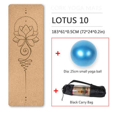 Load image into Gallery viewer, 70in Yoga mat Fitness Natural Cork mats Pilates Sport mat Balance Training mat Gym with Position Line Ant-Slip exercise yoga mat
