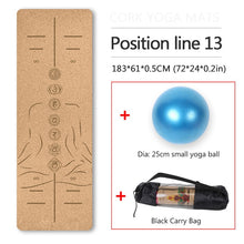 Load image into Gallery viewer, 70in Yoga mat Fitness Natural Cork mats Pilates Sport mat Balance Training mat Gym with Position Line Ant-Slip exercise yoga mat