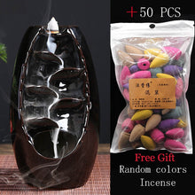 Load image into Gallery viewer, Zen Incense Burner Ceramic Backflow Incense Burner Creative Home Decor Dragon Incense Holder Censer + 50pcs Incens