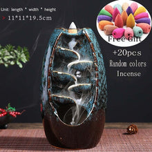 Load image into Gallery viewer, Zen Incense Burner Ceramic Backflow Incense Burner Creative Home Decor Dragon Incense Holder Censer + 50pcs Incens