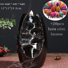 Load image into Gallery viewer, Zen Incense Burner Ceramic Backflow Incense Burner Creative Home Decor Dragon Incense Holder Censer + 50pcs Incens