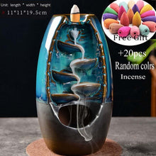 Load image into Gallery viewer, Zen Incense Burner Ceramic Backflow Incense Burner Creative Home Decor Dragon Incense Holder Censer + 50pcs Incens