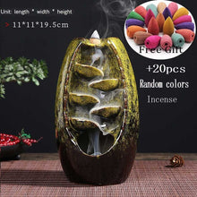 Load image into Gallery viewer, Zen Incense Burner Ceramic Backflow Incense Burner Creative Home Decor Dragon Incense Holder Censer + 50pcs Incens