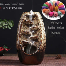 Load image into Gallery viewer, Zen Incense Burner Ceramic Backflow Incense Burner Creative Home Decor Dragon Incense Holder Censer + 50pcs Incens