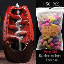 Load image into Gallery viewer, Zen Incense Burner Ceramic Backflow Incense Burner Creative Home Decor Dragon Incense Holder Censer + 50pcs Incens